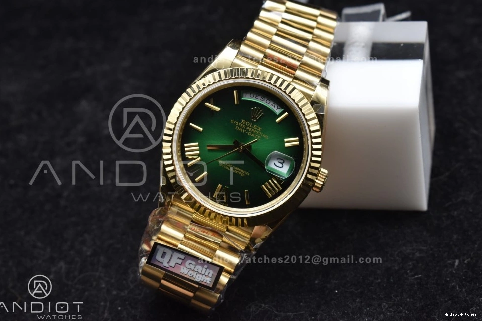 40 725 on Steel YG (Gain QF Bracelet President A2836 904L Dial Weight) Best DayDate V4 Green GoAnywhere Edition Black 0209